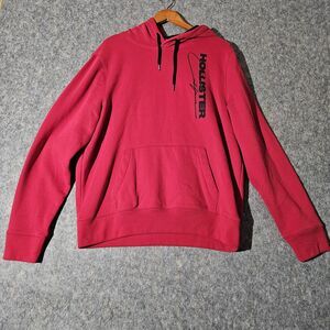 Hollister Hoodie Mens XL Red Pullover Sweatshirt California Graphic Logo Casual